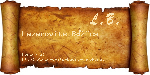 Lazarovits Bács névjegykártya